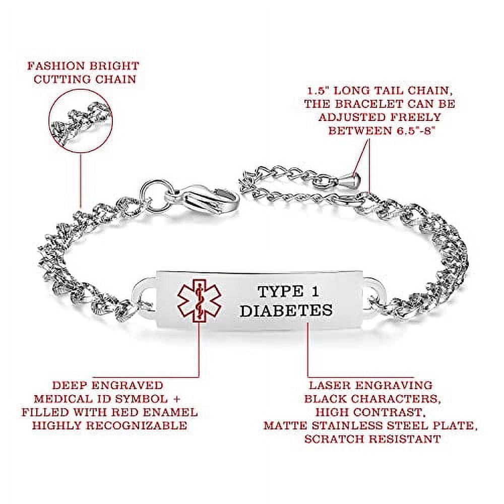 Divoti Custom Engraved Medical Alert Bracelets for Women, Stainless Steel Medical  Bracelet, Medical ID Bracelet w/Free Engraving – Lovely Filigree Tag  w/Handmad… | Medical bracelet, Medic alert bracelets, Alert bracelet