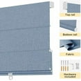 thumbnail image 3 of Cordless Roman Shades for Windows - Blackout and Heat Blocking, Custom Privacy Linen Blinds for Interior, 29.5" W x 44" H, Blue$$Home Decor, Kitchen, & Other, 3 of 7