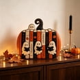 thumbnail image 5 of Halloween Wooden Pumpkin Bookshelf Decor, Rustic Pumpkin Tabletop Ornament with Fall Design, Seasonal Home Decoration for Shelf Mantel Desk Living Room Office Party Display, 5 of 6