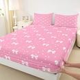 thumbnail image 3 of Feelyou Pink Bowknot Kid Full Size Sheets, Fashion Princess Bow Bed Sheets, 4 Pieces, 3 of 7