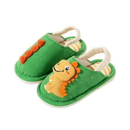 

PANGF Children s Shoes Warm Dinosaur Cotton Knit House Slippers Warm Cute Cartoon Plush Non Slip Winter House Shoes Indoor Shoes Non-Slip