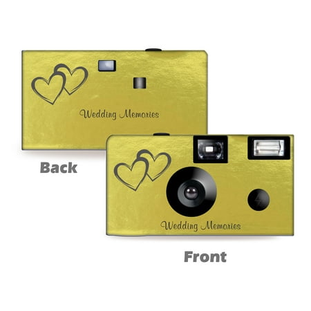 5 Pack Gold Foil Coupled Hearts Wedding Disposable Camera