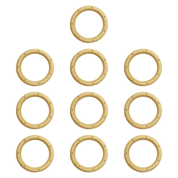 Carillón de viento circular de madera con anillos para el hogar y el jardín, hecho a mano, con marco de círculos superiores. 7 cm 7 agujeros 10 piezas