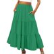 thumbnail image 1 of Falda boho de verano con cintura elástica y pliegues en línea A para mujer: falda de playa fluida con bolsillos, poliéster ligero para primavera/verano/otoño., 1 of 4