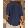 thumbnail image 6 of sogami Long Sleeve Linen Henley Shirts for Men Casual Hawiian Shirt with Pocket, 6 of 6