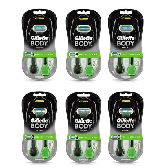 Gillette Body Men's Disposable Razors, 2 Count (Pack of 6)