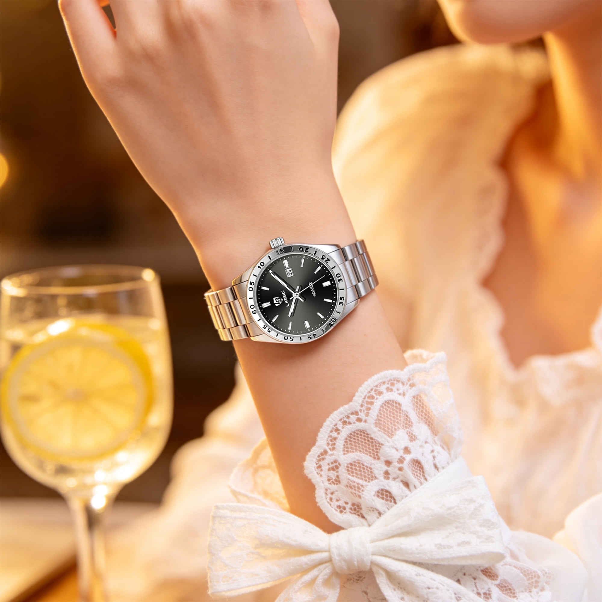 SKMEI Watches for Women Luxury Dress Analog Quartz Women Wristwatch Waterproof Luminous Date Stainless Steel Ladies Watch