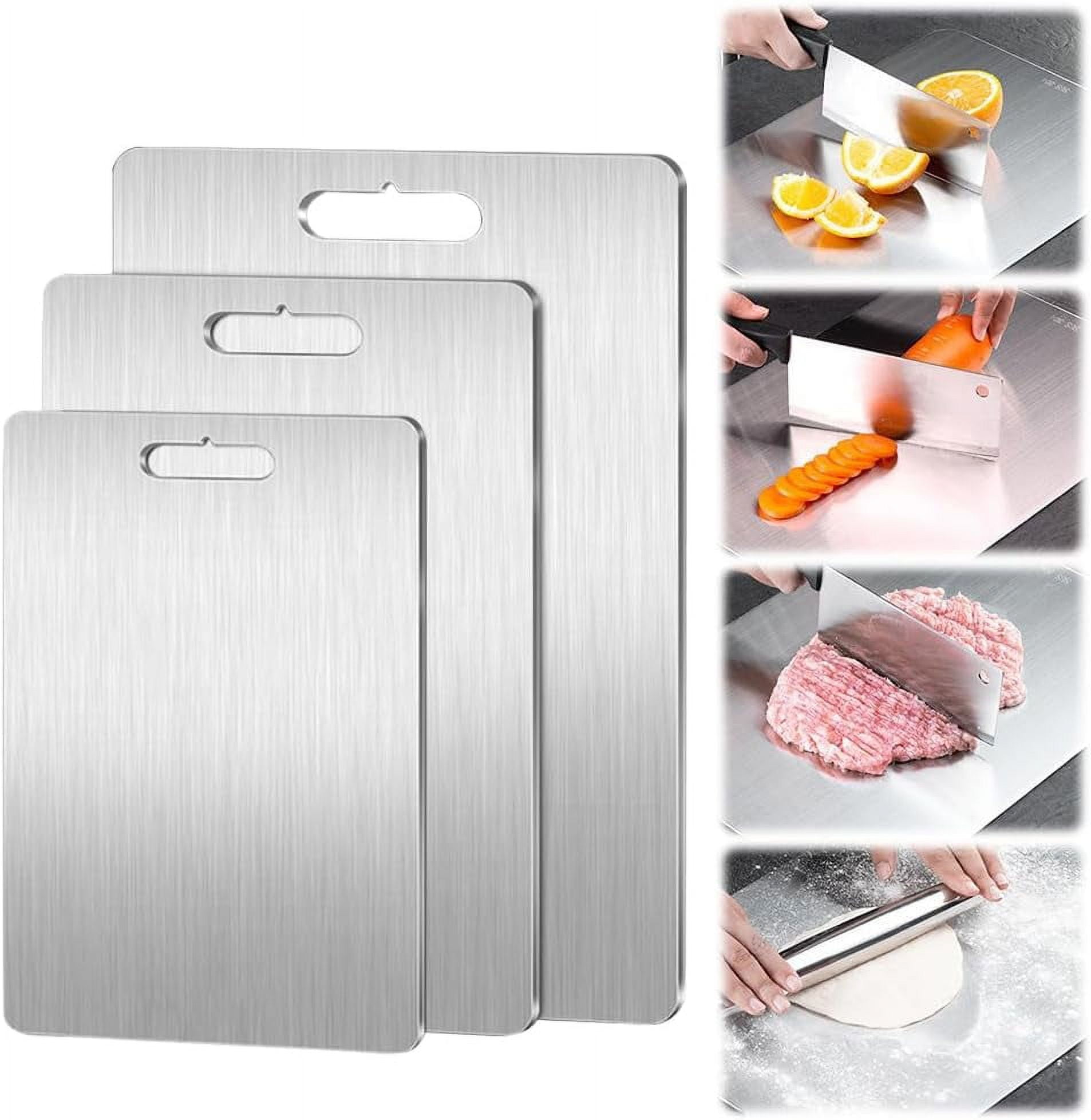 New Titanium Cutting Boards - 100% Pure Titanium Cutting Boards for Kitchen - Cutting Edge Hygiene & Durability, Double Sided Medical-grade Titanium Cutting Mat from Japan (15 x 11 in)