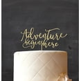 thumbnail image 2 of Adventure Begins Here Custom Rustic Wedding Cake Topper Personalized Cake Topper Cake Decoration 8-9 Inches., 2 of 3