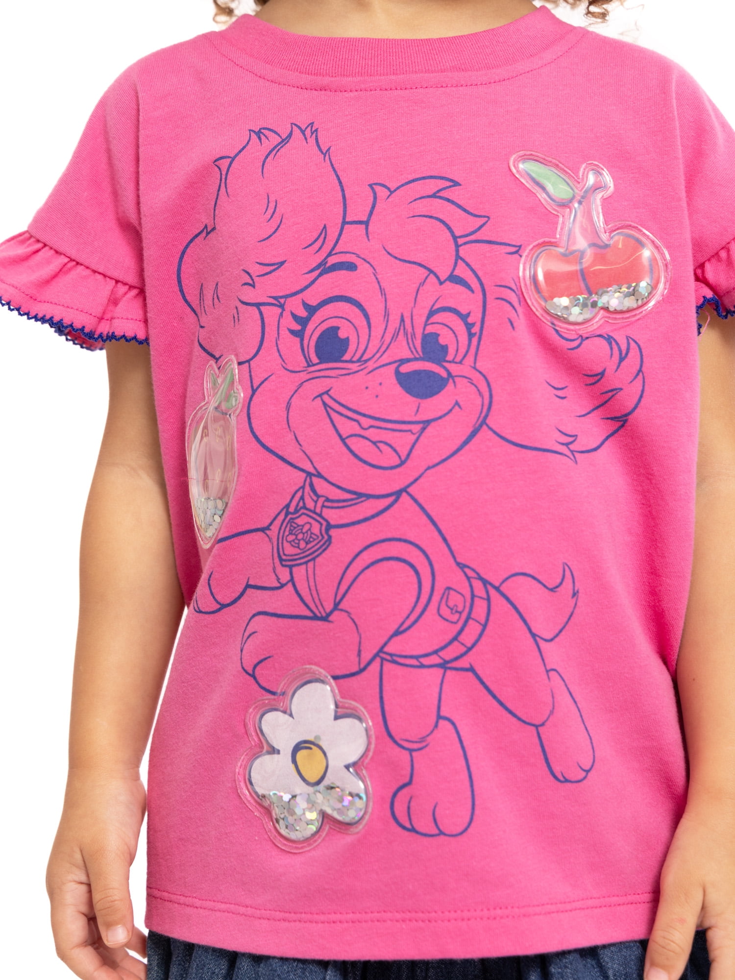 Paw Patrol Toddler Girls Ruffle Graphic Tee with Short Sleeves, Sizes 12M-5T