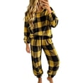 thumbnail image 5 of QATAINLAV Women's Fleece Pajamas Winter Warm Plush Pajama 2 Piece Set Fashion Plaid Fluffy Sleepwear, 5 of 7