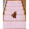 thumbnail image 2 of Pink Stair Treads for Wooden Steps Indoor Runner Rug Carpet, Country French Rustic Buffalo Plaid Modern Art 15 Pieces Peel and Stick Staircase Step Treads Covers Washable Throw Door Mats, 30"x8", 2 of 6