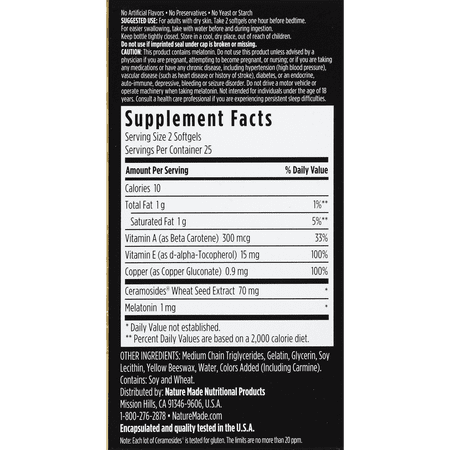 Glow by Nature Made Skin Moisture Plus Sleep Softgels, 50 Ct