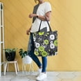 thumbnail image 4 of FORMRS Womens Canvas Tote Bag with Zipper Inner Pocket Shoulder Handbag, White Flower Pattern, 4 of 7