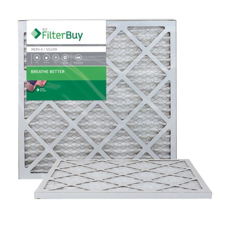 AFB Silver MERV 8 20x20x1 Pleated AC Furnace Air Filter. Pack of 2 Filters. 100% produced in the USA.