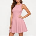 thumbnail image 2 of VBVC Women's Sleeveless Fit and Flare Mini Dress , Ladies' Crew Neck A Line Cocktail Dress , Casual Work Party Dress For Women,Pink,S-2XL, 2 of 9