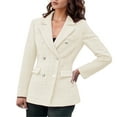 thumbnail image 2 of Casual Tweed Blazers for Women 2025 Long Sleeve Notch Lapel Collar Double Business Casual Work Office Jacket, 2 of 8