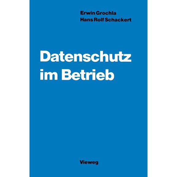 Datenschutz Im Betrieb: Organisation Und Wirtschaftlichkeitsaspekte, (Paperback)