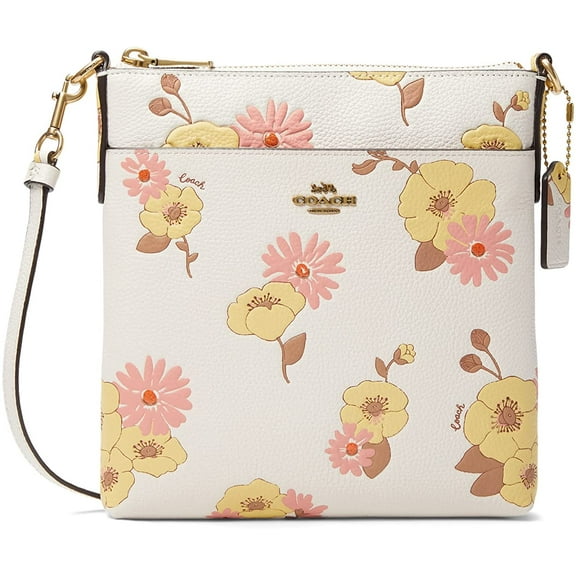 COACH Floral Printed Leather Kitt Chalk Multi One Size