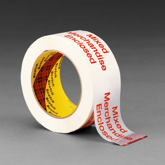 Scotch Printed Message Box Sealing Tape 3775 White, 48 mm x 100 m, 36 per case bulk