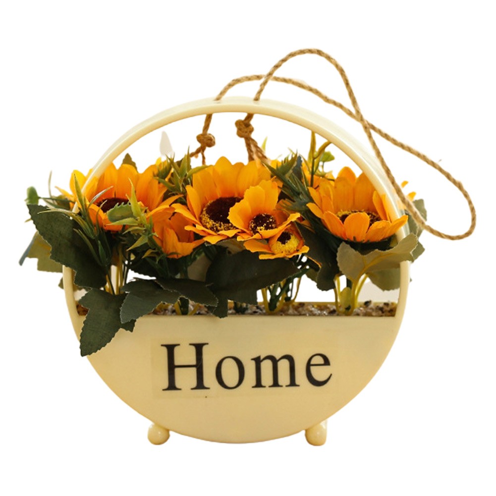 BTOER Wall Art Artificial Flowers Plant Pots Fake Rose Sunflower Indoor