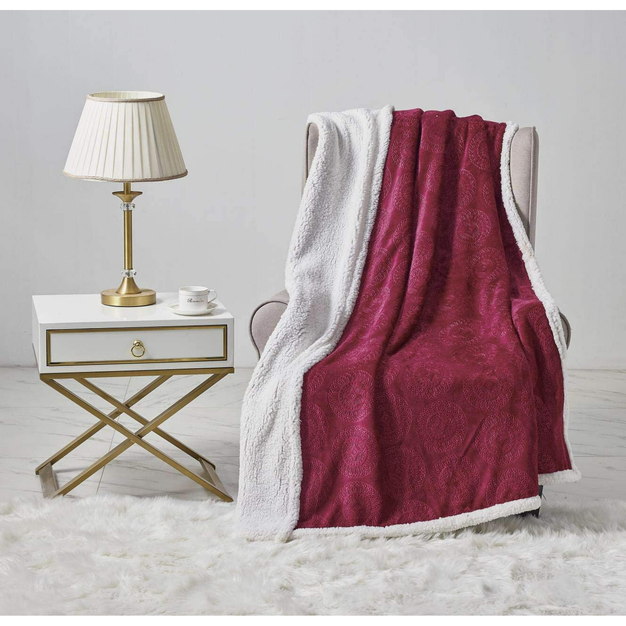 Caesar Sherpa Throw Blanket Fleece Snuggle Warm Throw for Chair, Sofa