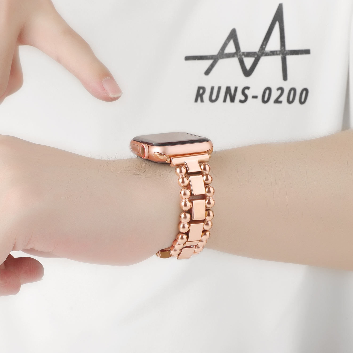 Sleektime Metal Band for 42/44/45/46/49mm Smartwatch, Adjustable Waterproof Strap, Breathable Design, Premium Steel Wristband for Men and Women – Stylish Durable Watch Accessory,Rosegold