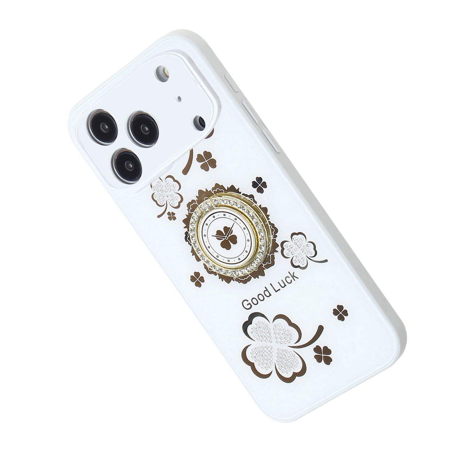 Strong Diamond Shiny Cases with Ring for iPhone 17 Pro Max - White