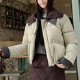 thumbnail image 5 of Oksale Cropped Puffer Jackets for Women Casual Lapel Quilted Outerwear Comfort Long Sleeve Overcoats for Winter 2025 White M, 5 of 8