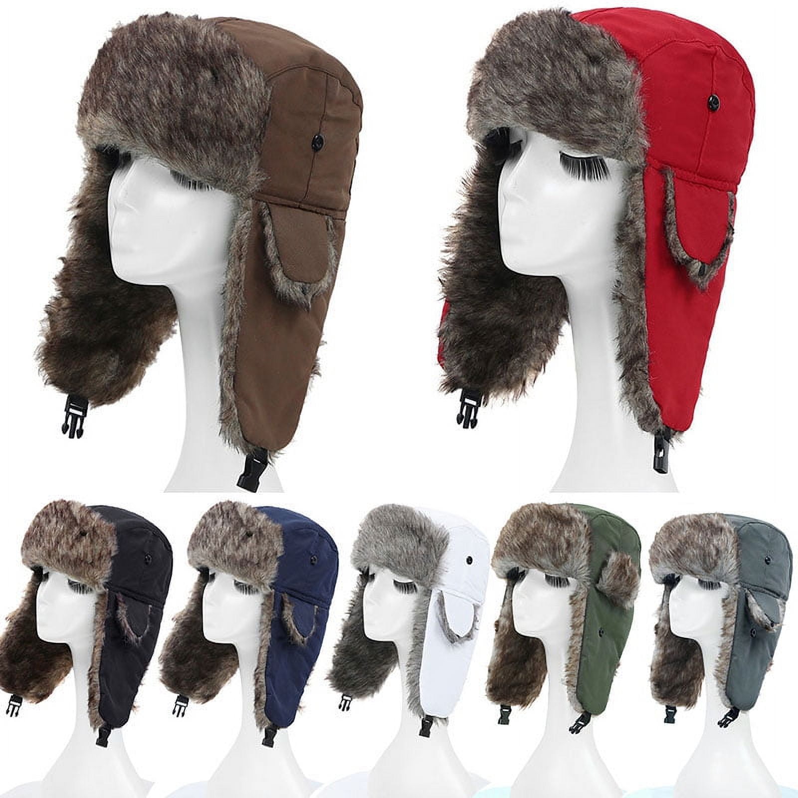 Russian Trapper Hat With Ear Flaps | Warm Faux Fur Winter Cap For Outdoor Activities - 18 Color Options