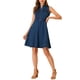 thumbnail image 2 of Vestido de camisa sin mangas de mezclilla para mujer Inspire Chic, con escote en V, cinturón, corte acampanado, talla XL, azul oscuro, 2 of 6
