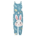 thumbnail image 5 of Chenglor Toddler Girls Baby Romper Girl Jumpsuit Kids Floral Cartoon Easter Bunny Playsuit Strap Romper Summer Outfits Clothes #Light Blue 9-10 Years, 5 of 5