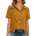 thumbnail image 2 of Womens Dressy Button Down Blouses Collared Solid Color Fashion Tops Short Sleeve Business Casual Shirts, 2 of 6