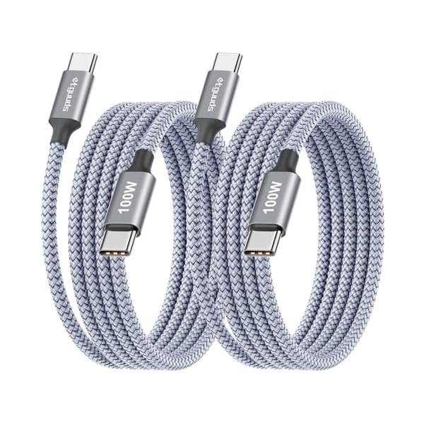 wonima11 100W USB C Cable 6.6ft, 2-Pack USB C to USB C Cable 100 Watt Fast Charging Type C Charger Cord for iPhone 16 15 Pro Max/Plus/Pro, MacBook/iPad USB-C, Samsung Galaxy S24/S23, Pixel
