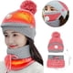 thumbnail image 5 of Gorro De Punto Con Calefacción Usb 3 En 1, Conjunto De Calentador De Cuello Y Cara, Gorro Cálido De Invierno Para Mujeres Y Niñas, Gorros De Esquí Con Forro Polar Y Pompón Yuarrent  AP008166-01, 5 of 6