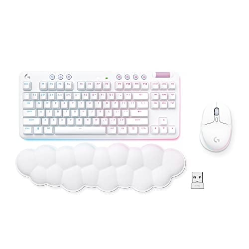 Logitech G Wireless Gaming Combo, G715 Keyboard Clicky + G705 Mouse, Customizable LIGHTSYNC RGB Lighting, Lightspeed Wireless, Bluetooth, PC/Mac/Laptop - White Mist
