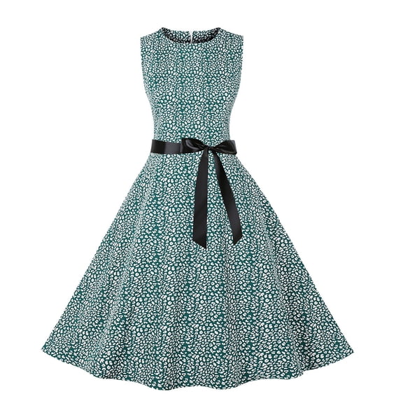 Odeerbi Dresses for Women Homecoming Dresses Beach Floral Print Sleeveless Tank Swing Dress Mint Green