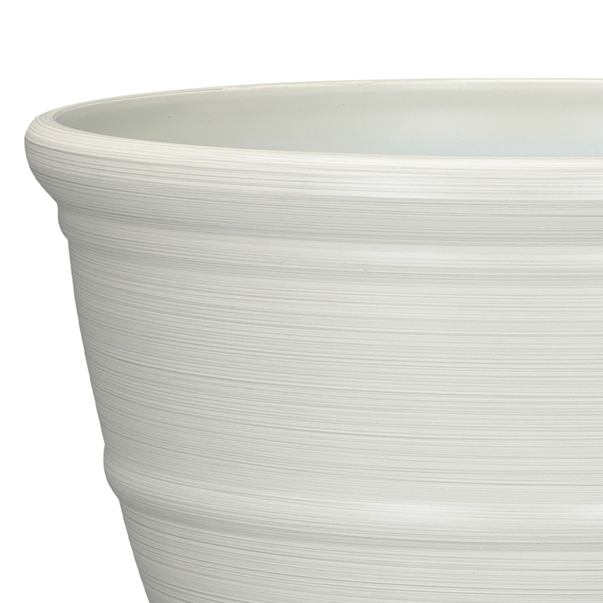 Mainstays Ferenza Round Recycled Resin Planter, White, 14 in x 14 in x 10 in
