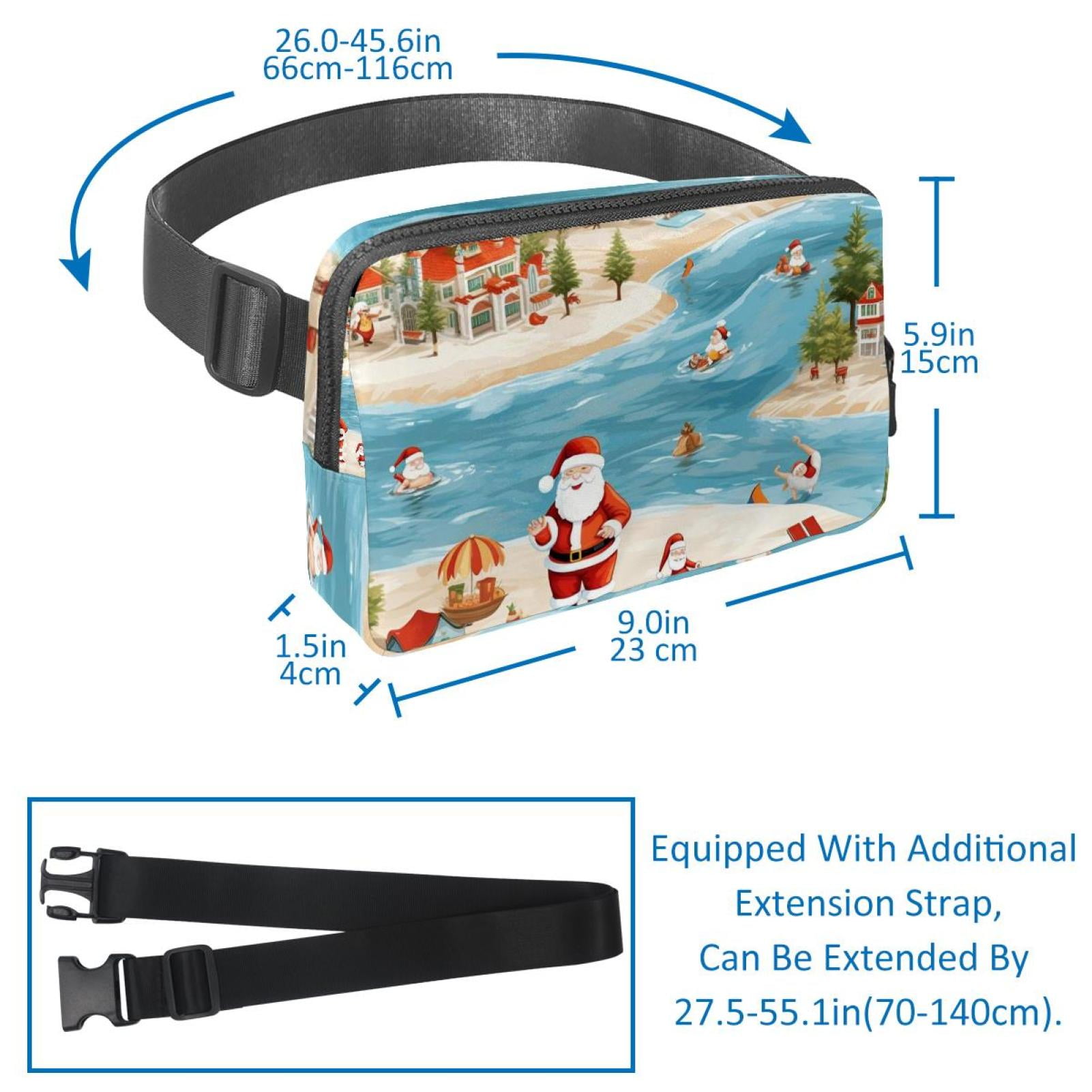 Santa Claus Lightweight Adjustable Fanny Bag Running Belt Waist Pack with Extension Strap Unisex