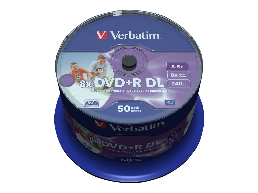 Verbatim - 50 x DVD+R DL - 8.5 GB 8x - ink jet printable surface - spindle