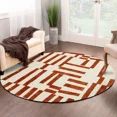 thumbnail image 4 of Tufted rug 15x15, Off White and Maroon color, Round carpet, Bed, Living, room, Handmade area rugs, 4 of 6