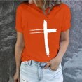 thumbnail image 1 of Daisyyozoid Nouvelles Arrivées Hauts pour Femmes Joyeuses Pâques Lettrage Imprimé Col Rond Manches Courtes Haut Manches Courtes Col Rond Chemise, 1 of 5