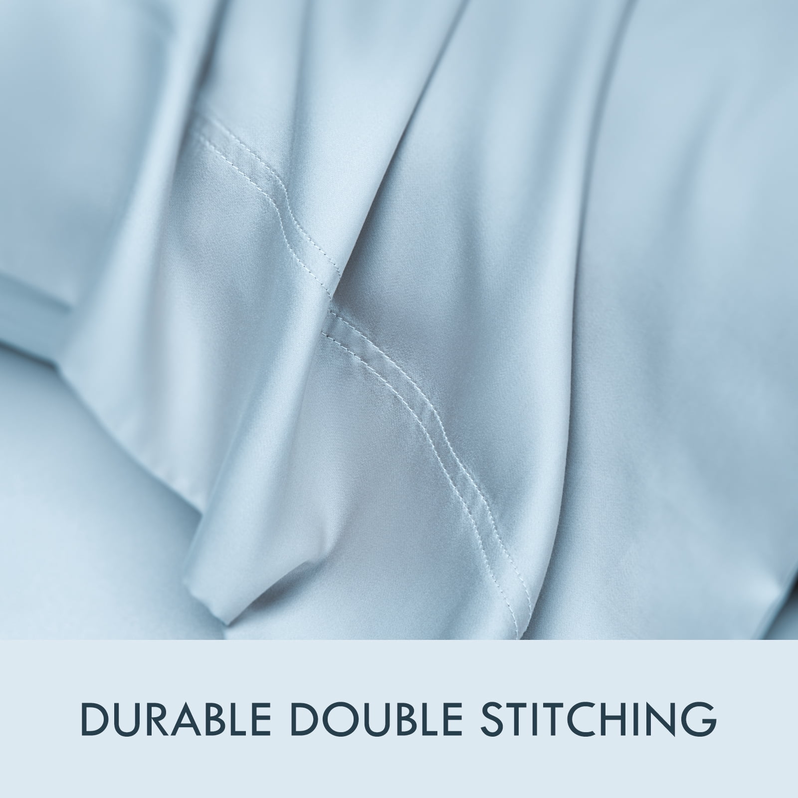 ClevaHome 4-Piece Full Bamboo Bed Sheet Set, 100% Organic Cooling Fabric, 16" Deep Pocket, Light blue