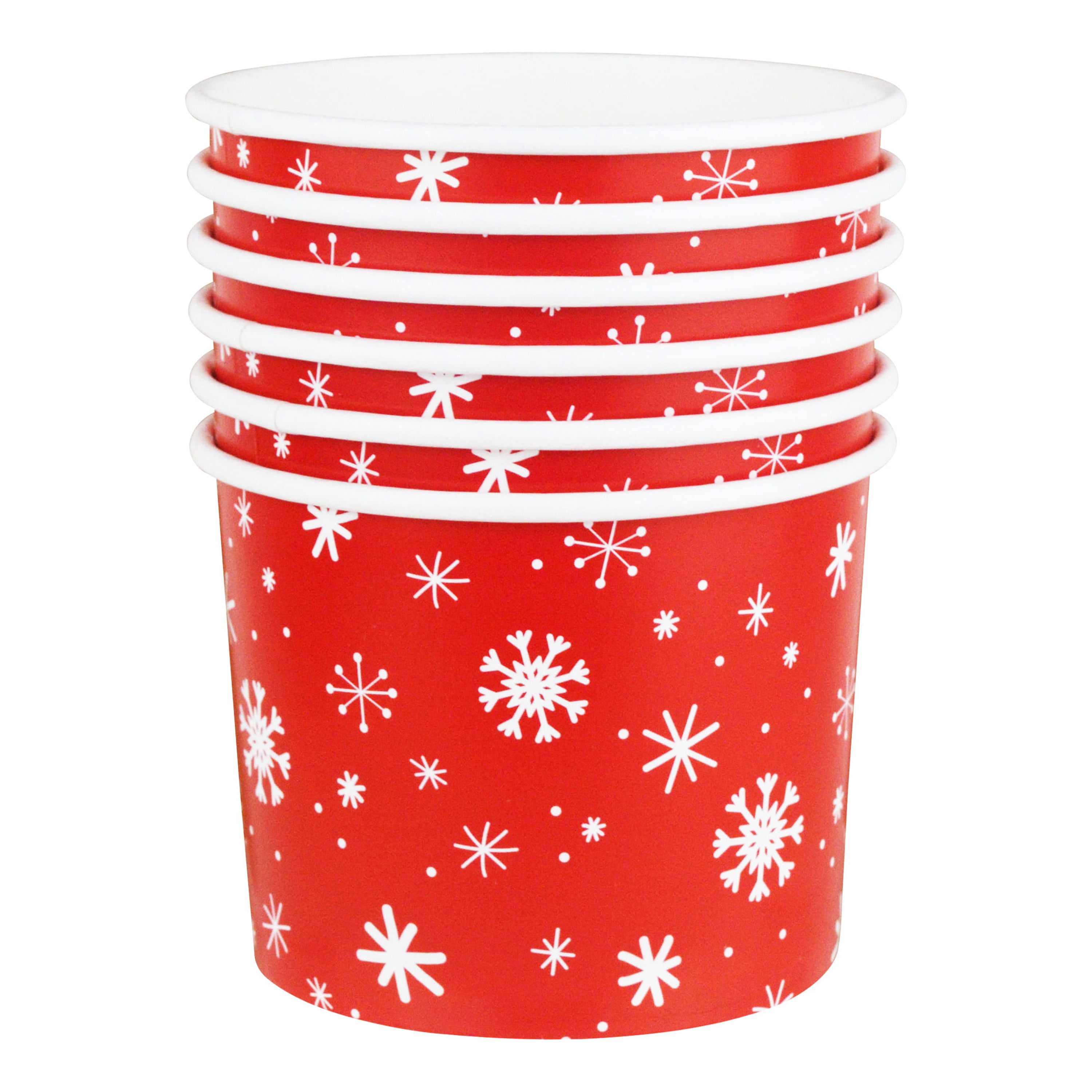 3.375 in Dia (Top), 2.625 in H, 9 Ounces Capacity, 6 Pieces Multicolor Disposable Paper Treat Cup, Christmas, Paper Partyware, Holiday Time