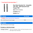 thumbnail image 2 of Rear Shock Absorber Set - Compatible with 1988 - 2000 Plymouth Grand Voyager FWD 1989 1990 1991 1992 1993 1994 1995 1996 1997 1998 1999, 2 of 2