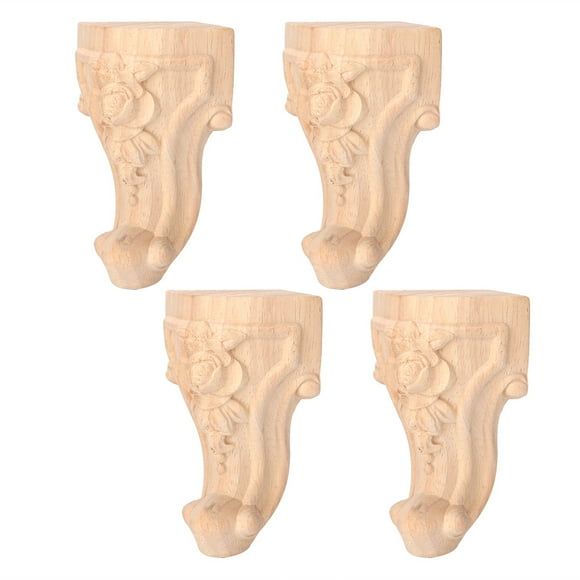 Ftory Pieds de Meubles en Bois - Ensemble de 4 Pieds de Meubles sculptés en Bois Massif de Style européen Pieds de Meuble TV pour canapé Armoire Armoire Table Causeuse(10 * 5cm)