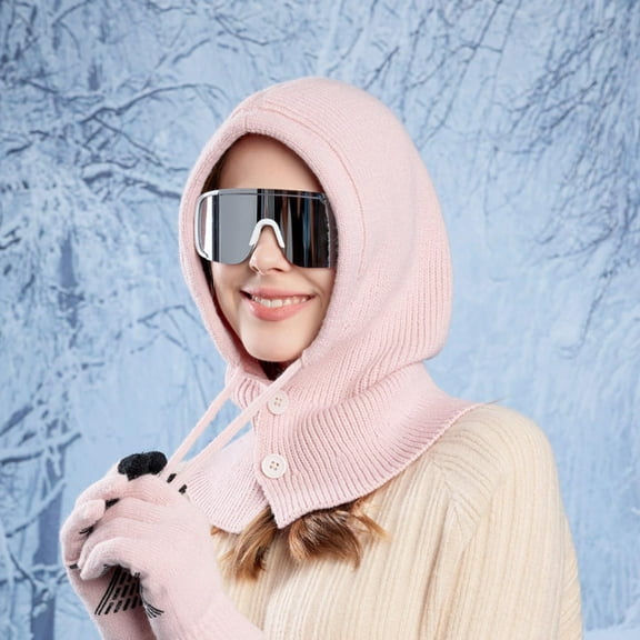 ZSQDM Women's Winter Warm Ear Knitted Hat Gloves Hat Shawl Set beanie for Women Hat with Fan Scarf ,Hat,& Gloves Swimming Cap for Women