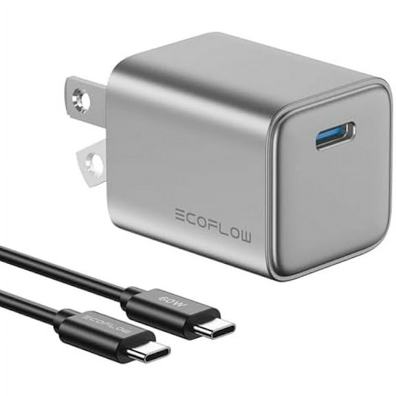 EF ECOFLOW USB C Charger, Rapid 30W GaN Type C Charging Block with Foldable Plug, Fast Wall Charger Compatible with iPhone 15/14/13, Galaxy, Pixel 4, iPad, AirPods, Apple Watch (USBC Cable Included)