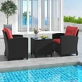 thumbnail image 4 of Costway 3 PCS Patio Furniture Set with Tempered Glass Coffee Table Washable Cushions Red, 4 of 10
