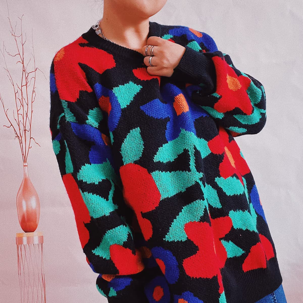 DanceeMangoos Fairycore Clothing Women Y2K Floral Knit Sweater